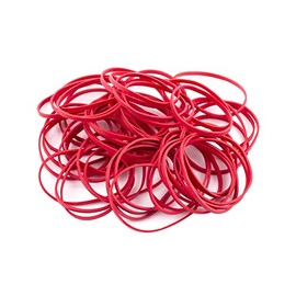 D.RECT - Rubber Bands | 100 g Bag | 50 mm Diameter Wide 3 mm Rubber Ring Bands for Household, Work, Office Reusable Durable Durable Stable Red