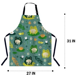 BGBDEIA Cute Frogs Kitchen Apron for Women Men, Unisex Adjustable Cooking Apron, Waterproof Apron for Home Kitchen, Restaurant, Coffee House