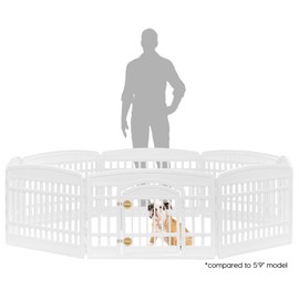 IRIS USA 24" 8-Panel Dog Playpen, 83.5 x 83.5 x 23.63, Puppy Playpen, Dog Play Pen Indoors, Pet Fence, Puppies/Small Dogs, White