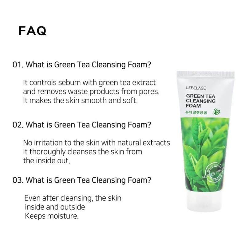 Espuma De Limpieza Profunda Coreana_ Tè Verde_ Antiarrugas