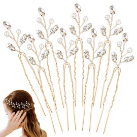 8PCS Pearl Hair Pins, Hair Pins for Women, Wedding Hair Accessories for Women, Bridal Hair Accessories, Pearl Hair Clip, Bridesmaid Hair Accessories, Wedding Hair Pins, Pearl Hair Accessories (Gold)
