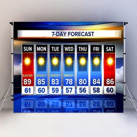 LUCKBTY Weather Forecast Backdrop 7x5ft Seven-Day Broadcast Sunny Day Photo Background Business Study Portrait Studio Prop Wallpaper RBJMYLU225