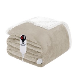 Electric Heated Blanket Full Size 72"x84", Soft Flannel with Overheat Protection, 6 Adjustable Heat Settings & 10-Hour Auto-Off Timer, Fast Heating for Winter Comfort, Camel