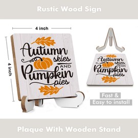 Autumn Pumpkin Thanksgiving Fall Decor Rustic Wooden Desk Decor Funny Fall Quotes for Home Farmhouse Kitchen Shelf Table Centerpieces Seasonal Harvest Decoration Plaque with Wood Stand
