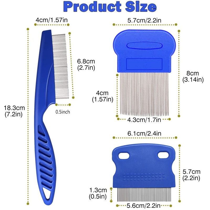 Flea Comb for Cats Dogs, 3 PCS Lice Combs Fine