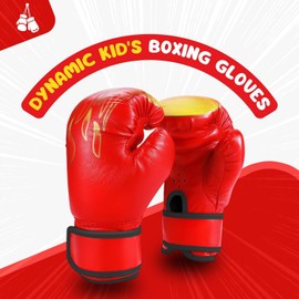 Flexzion Kids Boxing Gloves For 3 to 8 Years, 4 oz Fire Red Youth Boxing Gloves Punching Gloves for Kids Sparring Training Mitts Punching Bag Junior Gloves for Kickboxing, MMA, Muay Thai, Training