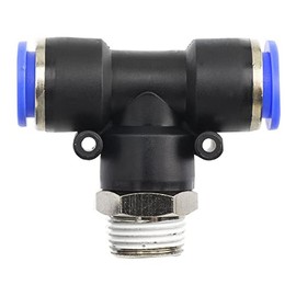 Brennan PCNY2601-06-06-08 PBT Push-to-Connect Tube Fitting, Branch Tee, 3/8" Tube OD x 1/2" NPT Male x 3/8" Tube OD