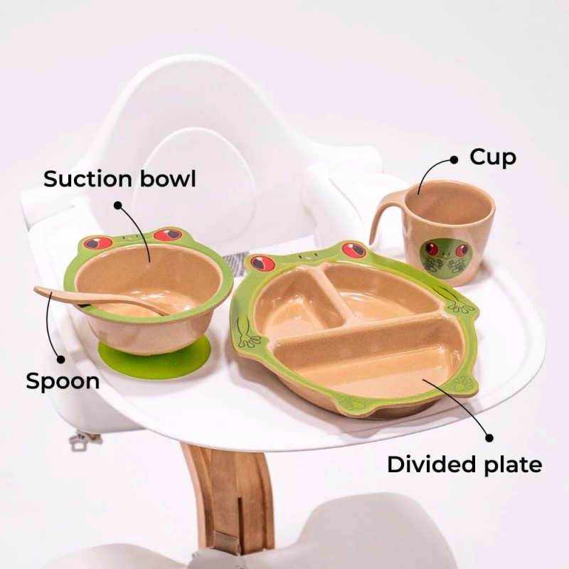 Refresh-A-Baby Stackable 4 Pc Feeding Set - Eco-Friendly Bowl Cup