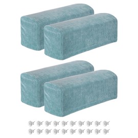 sourcing map 4Pcs Stretch Armrest Covers, Chenille Soft Armchair Slipcovers Couch Recliner Arm Cover with Twist Pins for Chair Sofa Protector, Sky Blue