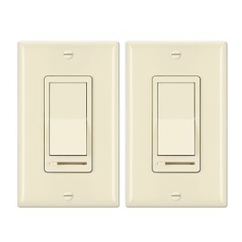 BESTTEN 2 Pack Almond Dimmer Wall Light Switch, Compatible with Dimmable LED, CFL, Incandescent and Halogen Bulb, Single Pole or 3-Way Dimmer Switches, 120VAC, Decorator Wall Plate Included