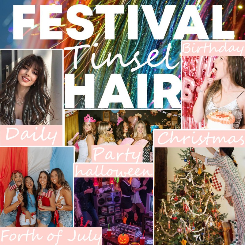 Professional Pink Hair Tinsel Kit, Fairy Hair Tinsel Extensions