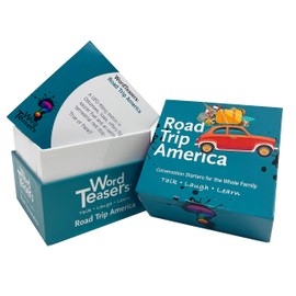? WORD TEASERS Road Trip America - Road Trip Game & Conversation Starter - Family Trivia Game About Places to Visit in The United States - Conversation Cards/Travel Car Games - 150 Questions