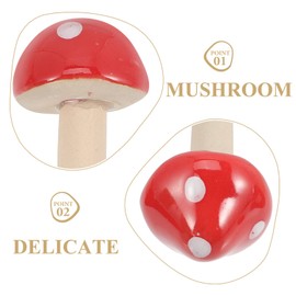 Yardwe Pack of 3 Ceramic Mushroom Figurine Garden Decoration Fairy Red Mushrooms Statue Ornament for Micro Landscape Flower Pot Craft Garden Pots Decoration