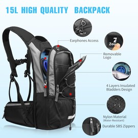 Zounich Hydration Backpack, Breathable Running Backpack with 3L Water Bladder, Large Capacity Hiking Rucksack Outdoors Hydration Bag Pack Perfect for Cycling Camping Fitness Climbing Fits Men & Women