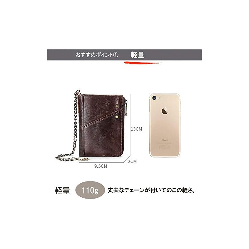 AMgrocery Men's Bi-fold Mini Wallet, Genuine Leather, Prevents Skimming, Menu,