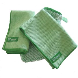 Jemako Set of 3 Green Professional Cloth (40 x 45 cm) + Drying Cloth (45 x 60 cm) + Cleaning Glove