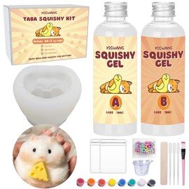 YIGWANG Taba Squishy Kit with Hamster Mold Liquid Silicone Fast Cure Liquid Silicone Squishy Maker for Hamster Squishy Making Kit with Flocking Powder DIY Decompression Gift