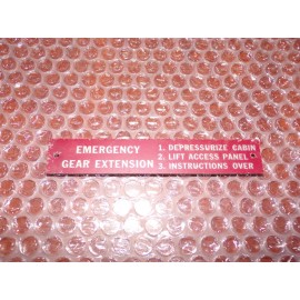 Piper Emergency Gear Extension Red Metal Placard 47533-000