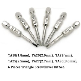 It Works Great Triangle Screwdriver Bit Set, Screw Head, 2 Inch Length, 1/4” Hex Shank, S2 Alloy Steel，Magnetic Head Bits Set，Pack of TA18, TA20, TA23, TA25, TA27, TA30 (6 Pcs)