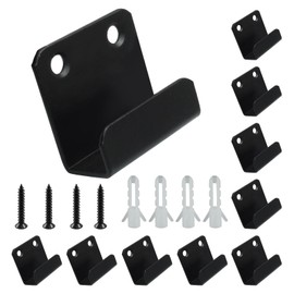 Litoexpe 10 Pcs Tile Display Wall Hanger Inner Width 15mm, Stainless Steel Wall Mount Brackets Hook Flat J Clamp for Mirrors Picture Frame Ceramic Wall Display (Black)