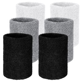 Apausvcm Pack of 6 Sweatbands, Absorbent Sweatband, Wristband, Fitness Sweatband, Fitness Arm Sweatband, Sports Sweatband Bracelet for Handball, Football, Basketball, Tennis, Running