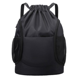 FAVORTALK Draw String Bag Waterproof Swimming Bags for Girls Large Capacity Drawstring Backpack Bags with Adjustable Straps for Sports Gym Yoga Black String Backpack for Women Men Girl Boy - SKD10828