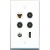 RiteAV CAT6 Coax HDMI 3 TOSLINK Flat/Solid Wall Plate [White]