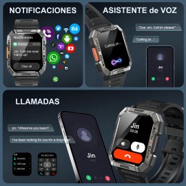 2.1" Blackview Smartwatch Reloj inteligente Bvw60 Smart Watch Hombre Militar Linterna Bluetooth IP68 Resistente Al Agua, 900mah, relojes inteligentes militares, relojes inteligentes con linterna