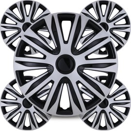Winjet Premium 15 Inch Universal Hubcaps Compatible/Replacement for Chevy for Toyota Nissan Honda Hyundai Chevy Ford Subaru Mitsubishi Volkswagen and Other Models (Silver Lacquer & Black Lacquer)