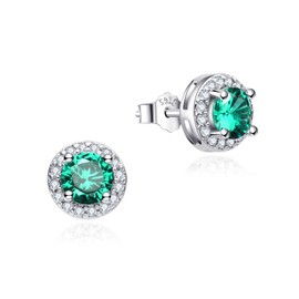 Dada Gioielli - Small circle stud earrings with a sparkling solitaire made of 925 silver framed with brilliant zirconia, matching the necklace from Dada Schmuck, Sterling Silver Sterling silver Silver