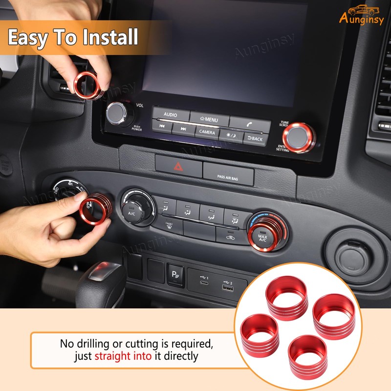 Aunginsy Center Console Air Conditioner Volume Knob Button Circle Cover