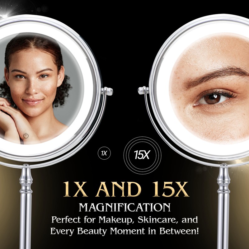 Super Zoom 15X Magnifying Makeup Mirror with Lights - 15X