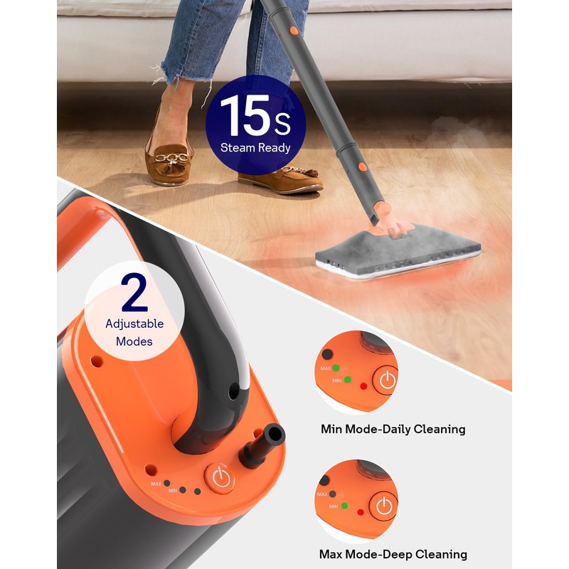 HelpX Steam Mop Cleaner with Detachable Handheld Steamer, 20 in