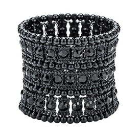 Szxc Womens Ballroom Rhinestone Stretch Cuff Bracelets Fit Wrist Circumference From 6.5" to 7.5" - Lead & Nickle Free