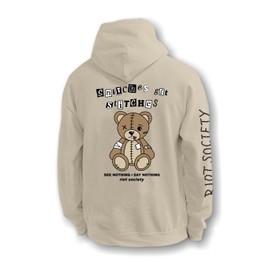 Riot Society Snitches Get Stitches Teddy Mens Hoodie - Sand, Large