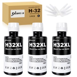 EXCERCUS 32X Ink 135ml Bottle Set Compatible for HP Smart Tank 795 Smart 551571 651 655 502 510 513 514 517 532 533 534 536 539 617 670 675 720 725 750 755 790 (3 Black)