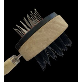 Unbranded Pet Grooming Brush Cat Dog Double Sided (Bristle, Soft pin) Wood Handle from US