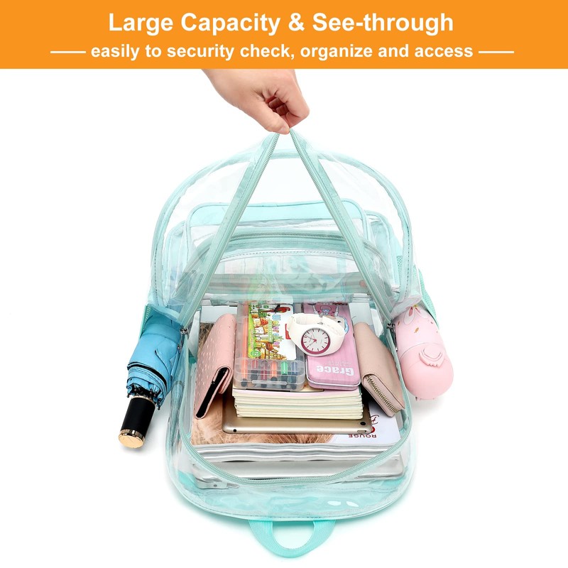 Esfoxes Heavy Duty Clear Backpack, School Backpack College Bookbag PVC
