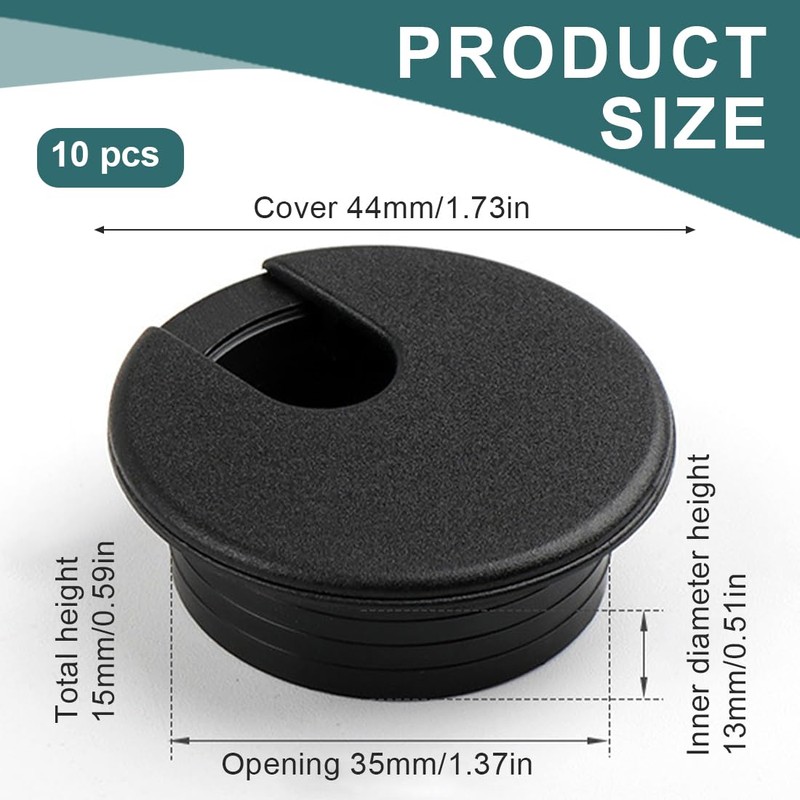 DLPRK Pack of 10 Desk Cable Grommet, Desk Cable Hole