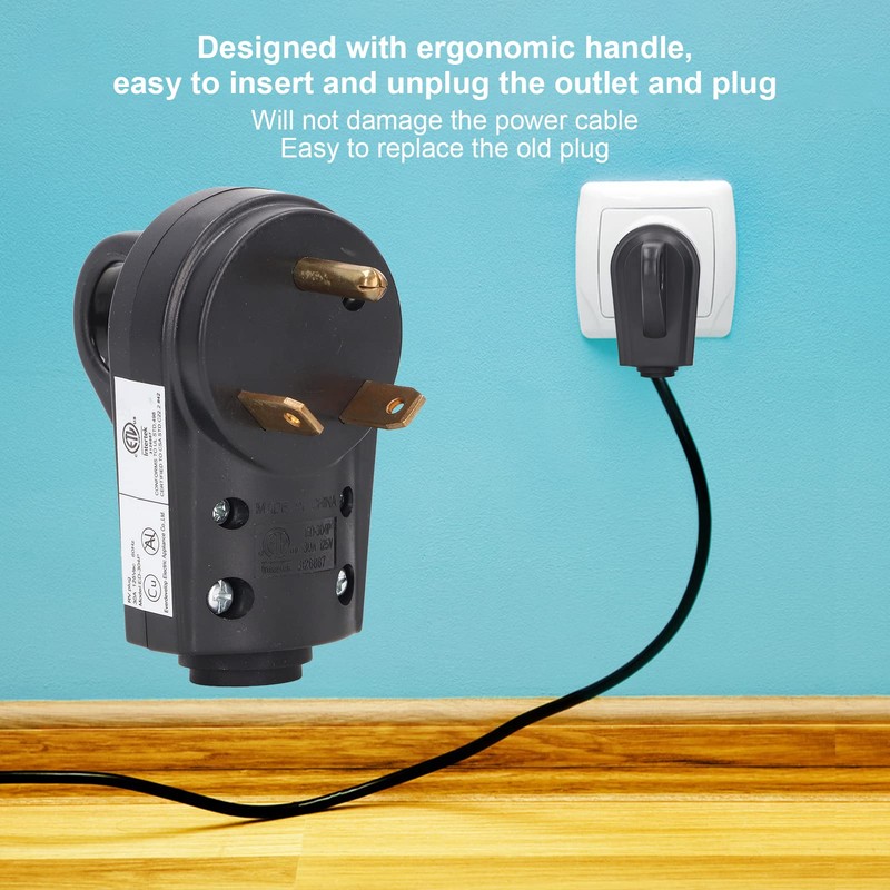 RV Plug Male and Female Plug Replacement Set 30 Amp