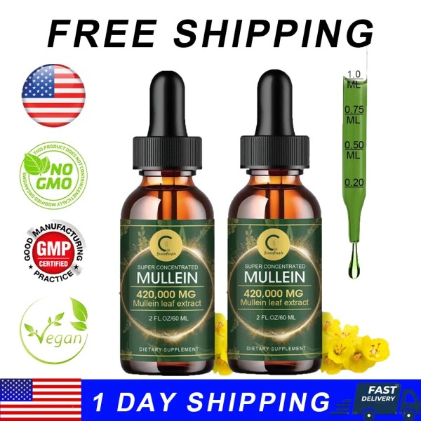 GPGP 2 PACK Mullein Drops for Lungs, Detox and Cleanse