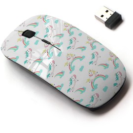 2.4G Wireless Mouse with Cute Pattern Design for All Laptops and Desktops with Nano Receiver - Magic Unicorn Pattern