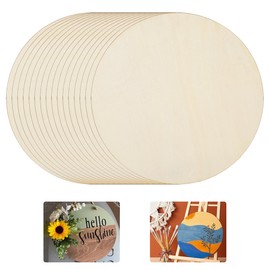 Pack of 16 wooden discs, diameter 15 cm, round wooden plate, made of natural wood, round wooden discs, can be used as decoration, coasters, crafts, hanging decoration.