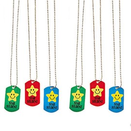Biblebanz Star Student Dog Tag Necklaces - Unisex Colors - Thick Metal - 24 Inch Chains - School Classroom Reward Incentives - Teacher Supplies - Recognition Education Awards - Bulk 12 Ct