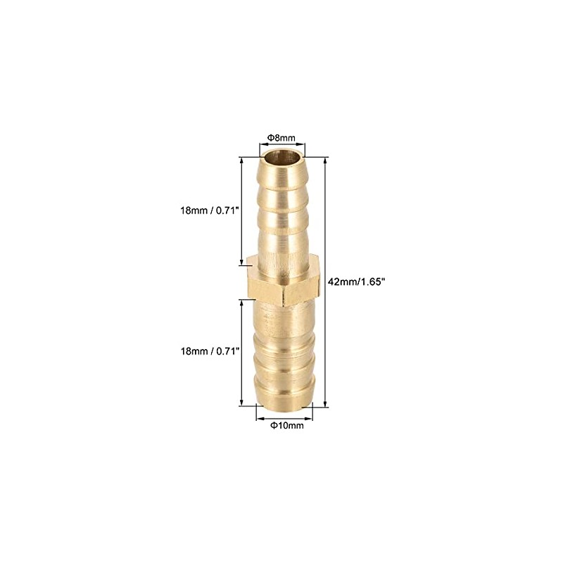 sourcing map Hose ID Brass Reducer Barb Hose Connection Adapter