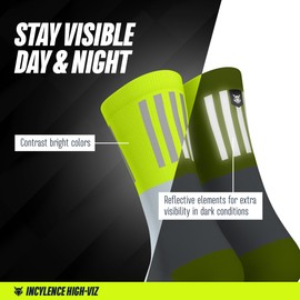 INCYLENCE High Viz Running Socks with Reflectors - Functional and Breathable for Maximum Visibility - 1 Pair, V3 Canary