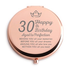 30 Year Old Birthday Gifts for Women Rose Gold Compact Cute for Purse Travel Folding Hand Mirror for Wife Sister Daughter Granddaughter Best Friend Niece