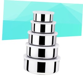 Mikinona Space-Saving Nesting Food Containers with Leakproof Lids Stainless Steel Camping Containers -Free Dishwasher Safe 5 Piece Set