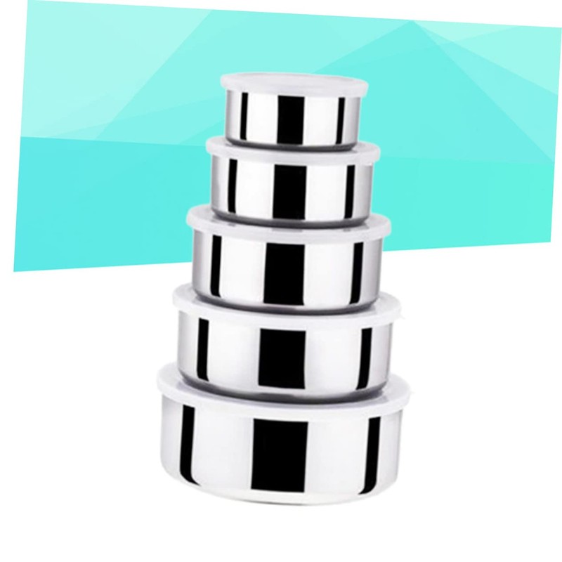 Mikinona Space-Saving Nesting Food Containers with Leakproof Lids Stainless Steel