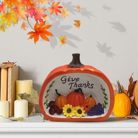 Table Resin Harvest Pumpkin - Thanksgiving Resin Pumpkin Desktop Statue | Seasonal Centerpiece Tabletop Ornaments Indoor Outdoor for Bookshelf, Bedside